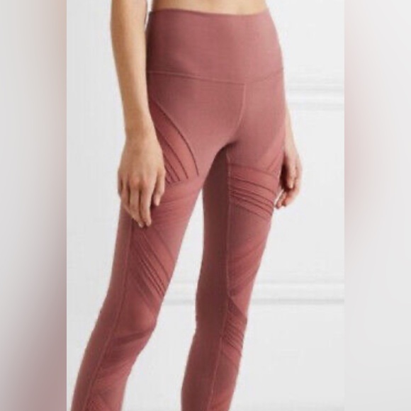ALO Yoga Pants - ALO YOGA mauve/ dark blush pink mesh high waisted full length leggings XS